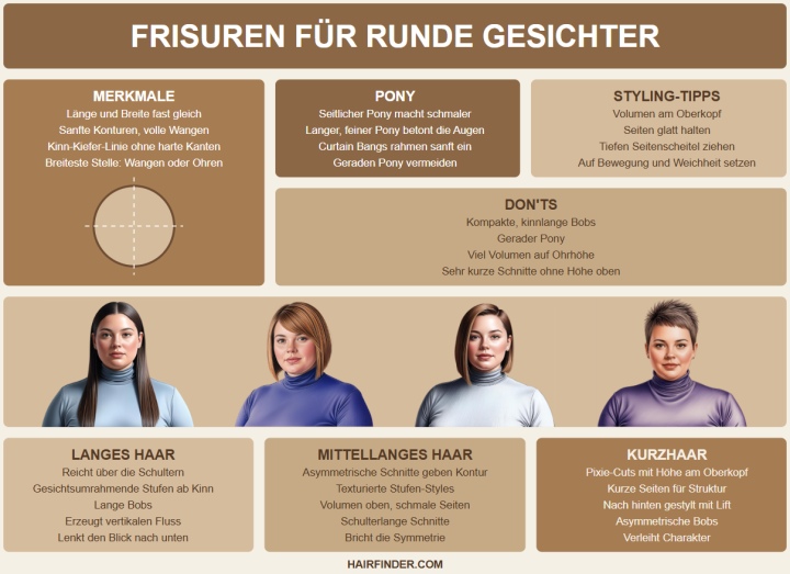 Frisuren für runde Gesichter