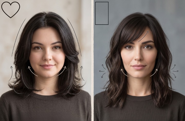 Haarschnitte für herzförmige und lange Gesichter