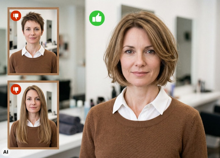 Mittellange Frisur für eine Frau mit einem langen Hals