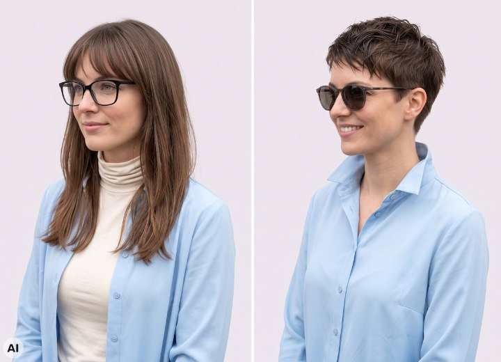 Umstyling von langem zu sehr kurzem Haar