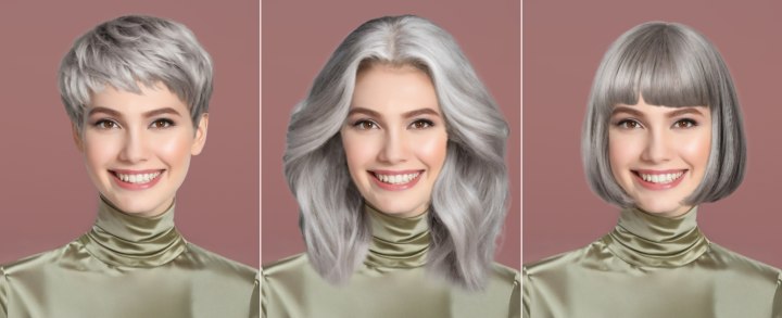 Simulación de cabello gris