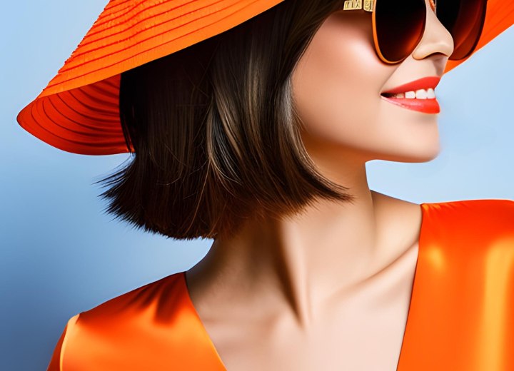 Mujer que está protegiendo su cabello con un sombrero