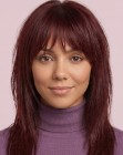 Shag largo para cabello con tonos rojos