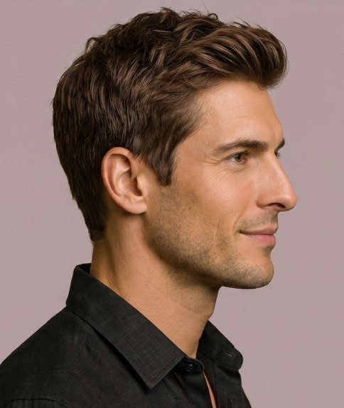 Corte de pelo de bajo mantenimiento para hombres - Vista lateral