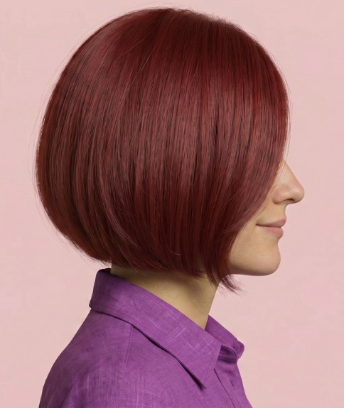 Corte de pelo bob liso con flequillo lateral - Vista lateral