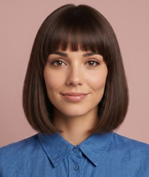 Corte de cabello bob recto a la altura de la clav&iacute;cula