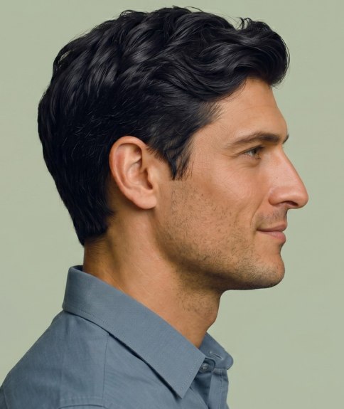 Corte de cabello moderno y no demasiado corto para hombres - Vista lateral