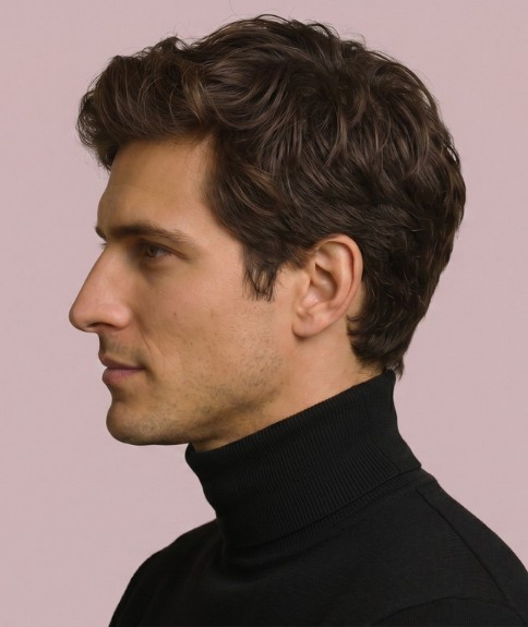 Cabello moderno para hombre con tup&eacute; - Vista lateral