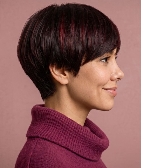Cabello corte de taz&oacute;n - Vista lateral