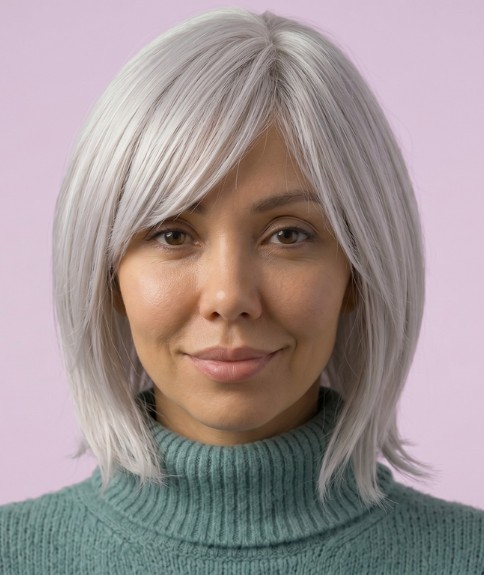 Corte shag con capas suaves para cabello rubio platino