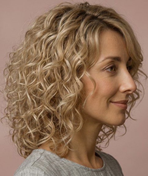Cabello rizado de media melena