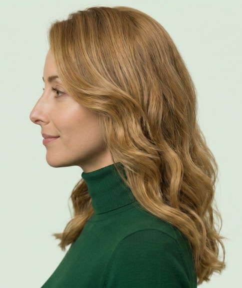 Cabello largo con tonos rubio champ&aacute;n