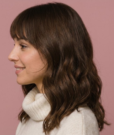 Melena larga con ondas suaves a la clav&iacute;cula