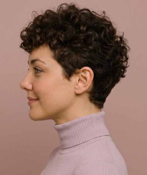 Peinado pixie corto con rizos