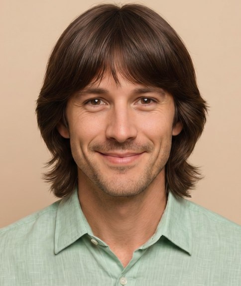 Corte de cabello largo retro con aire de los a&ntilde;os 1970 para hombres