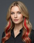 Cabello rubio con reflejos rojos y naranjas