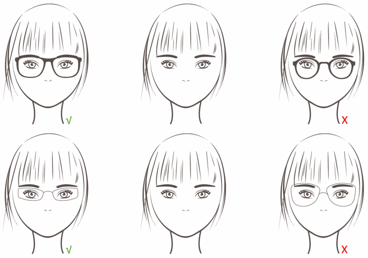 glasses shapes for flat eyebrows