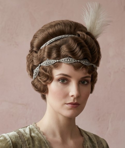 Chignon avec ondulations au doigt et plume