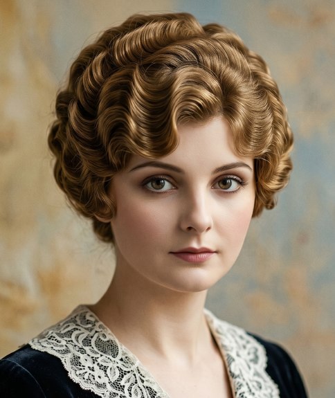 Coiffure de 1914 avec ondulations Marcel