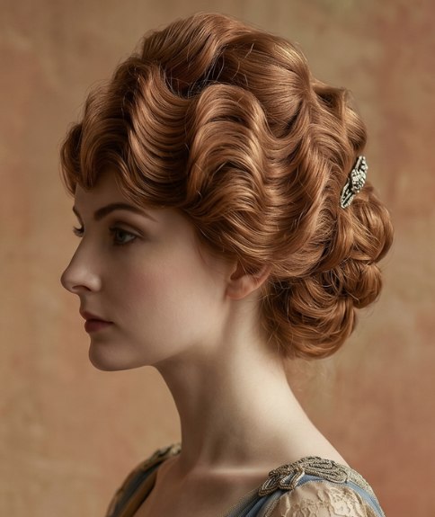 Coiffure vintage de 1914 à la magnifique silhouette