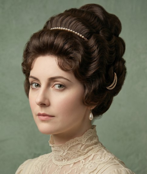 Très haute coiffure vintage datant de 1914