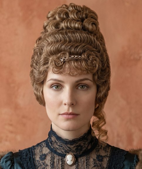 Chignon haut avec éléments de style victorien
