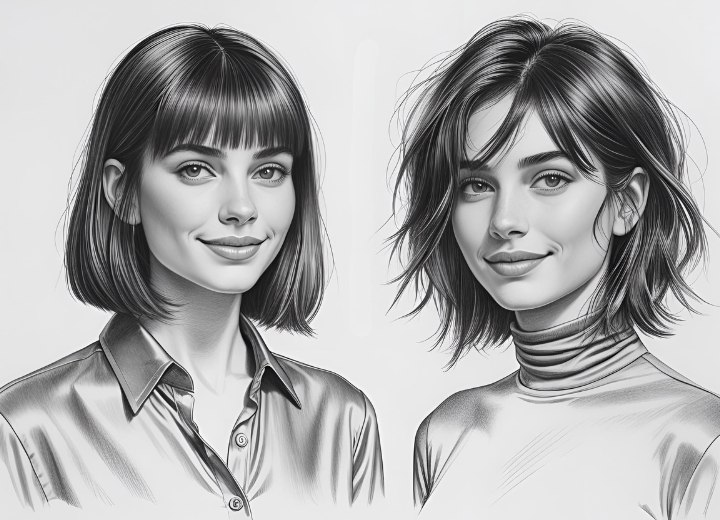 Deux styles différents pour une coupe au carré