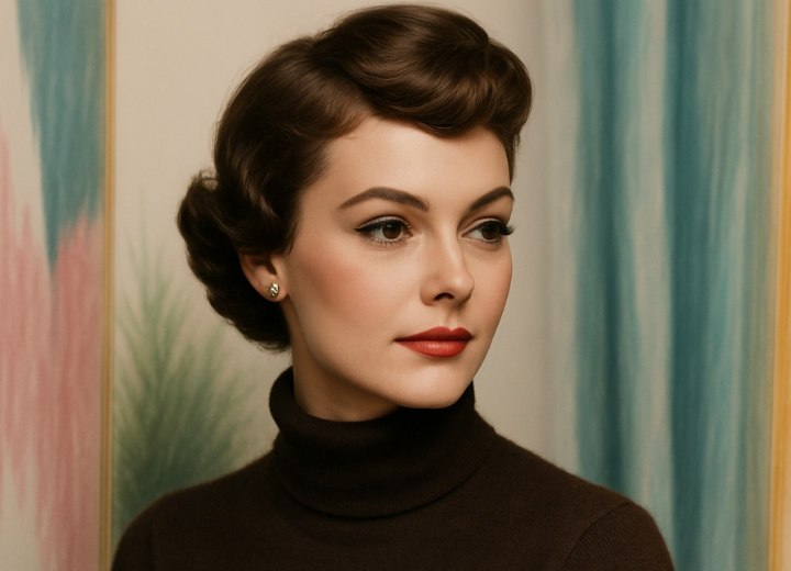 Coiffure courte des années 50 avec des boucles