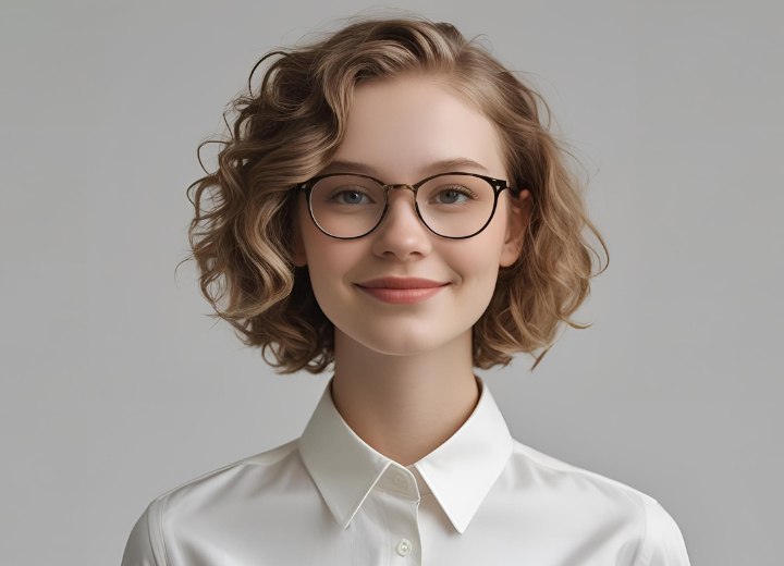 Coiffure au milieu du cou avec des boucles