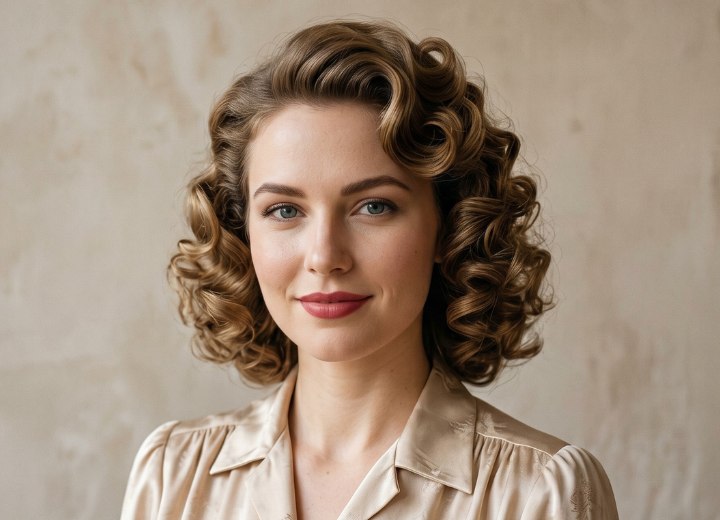 Coiffure bouclée de la fin des années 1940
