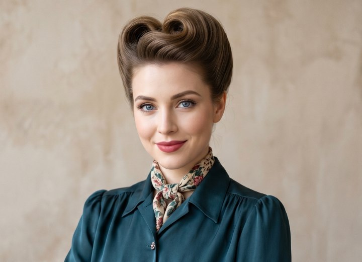 Coiffure pompadour des années 1940