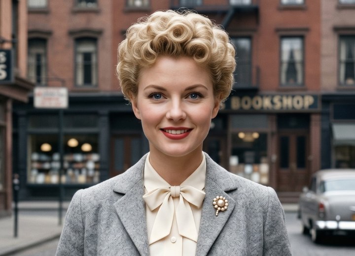 Coupe courte des années 1950, pour femmes