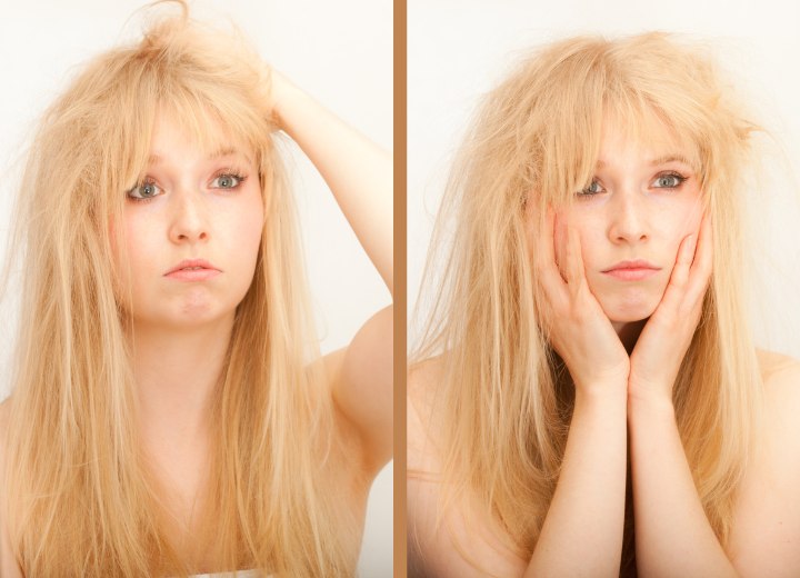 Cheveux endommagés et crêpés