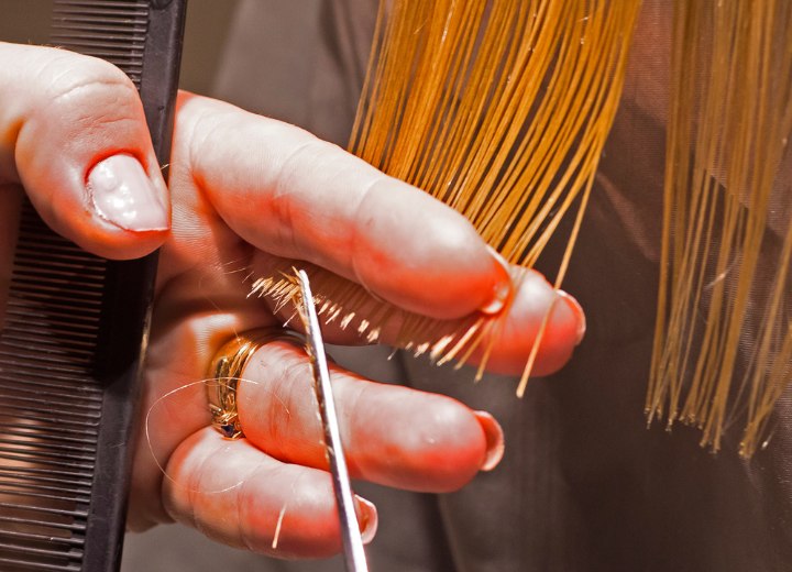 Coupe professionnelle des extrémités des cheveux