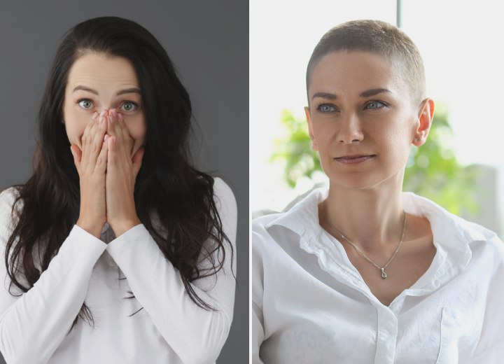 Transformation de cheveux longs en très courts