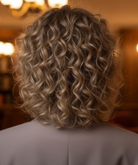 Coupe mi-longue pour cheveux boucl&eacute;s &ndash; Vue de dos