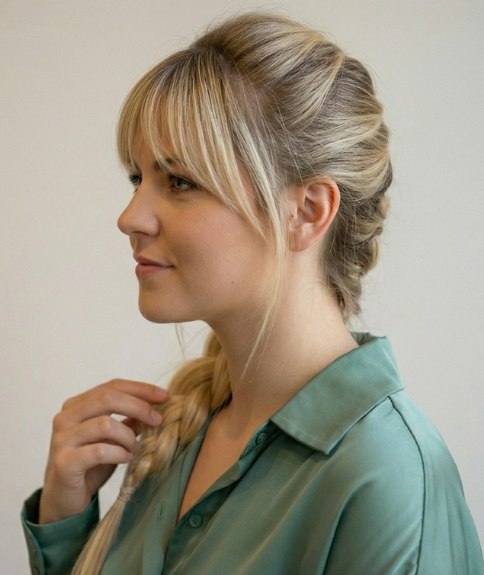 Cheveux blonds avec une tresse &eacute;paisse