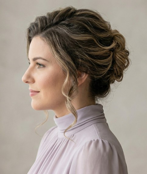 Chignon avec des boucles souples