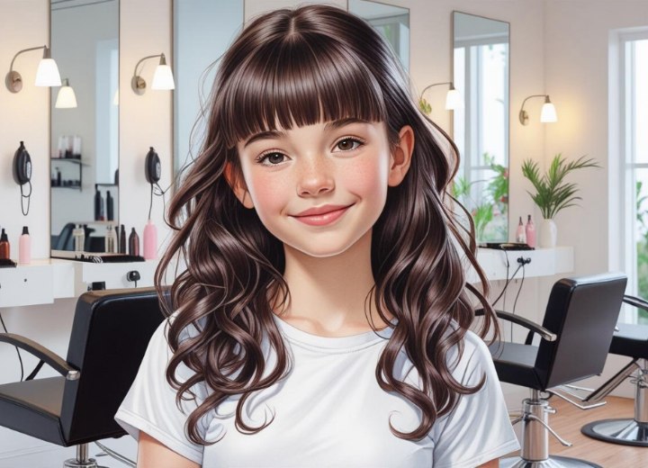 Coiffure avec tresse balayée sur le côté pour jeunes filles
