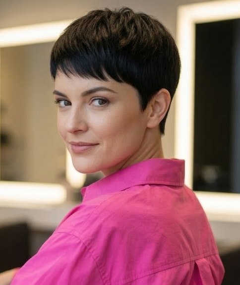 Coupe &agrave; la gar&ccedil;onne moderne pour cheveux tr&egrave;s fonc&eacute;s, noirs