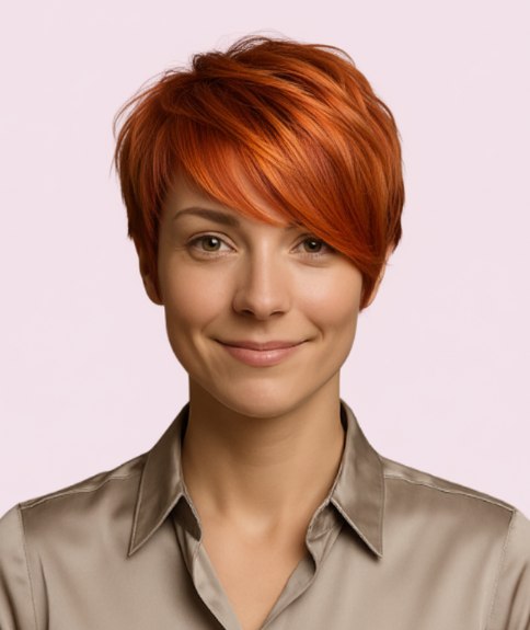 Coupe précise pour cheveux cuivrés courts