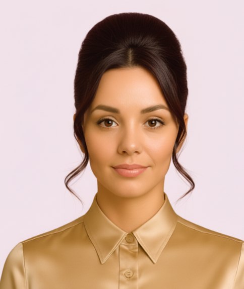 Chignon avec m&egrave;ches encadrant le visage