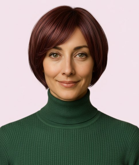 Carr&eacute; avec frange balay&eacute;e sur le c&ocirc;t&eacute; et d&eacute;grad&eacute; pour le mouvement