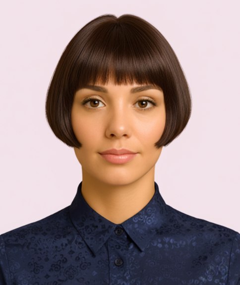 Beau carr&eacute; classique avec frange droite