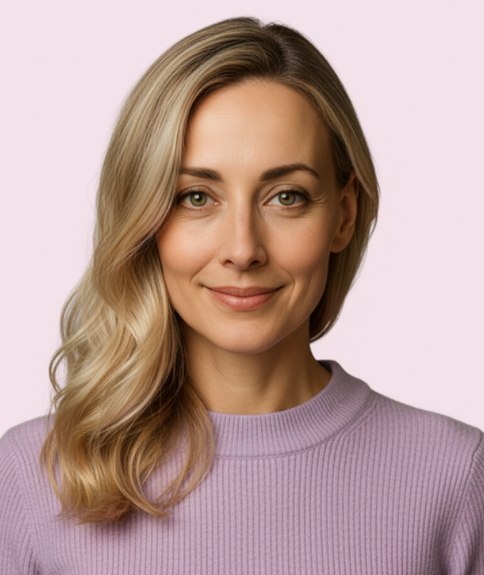 Coiffure longue balay&eacute;e sur le c&ocirc;t&eacute; avec d&eacute;grad&eacute; accentuant les vagues