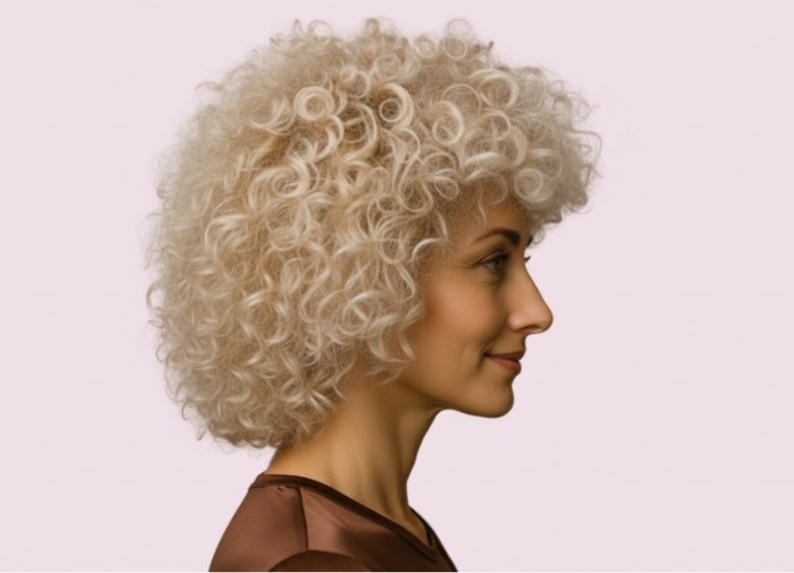 Style bouclé blond – Vue de côté