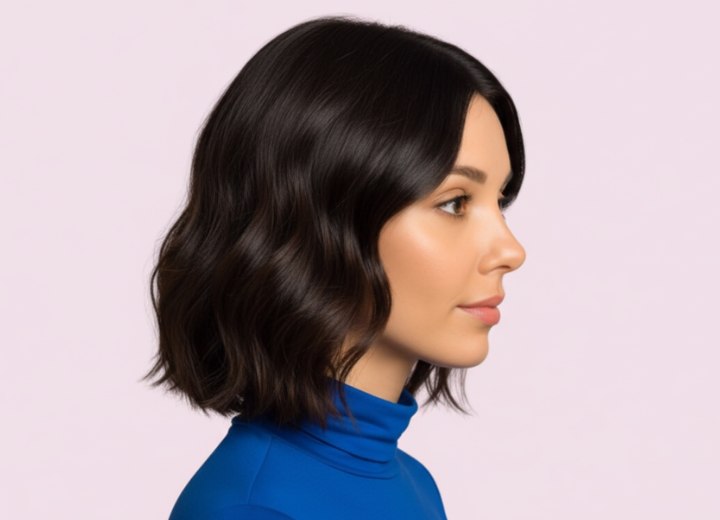 Cheveux mi-longs avec l&eacute;ger d&eacute;grad&eacute; &ndash; Vue de c&ocirc;t&eacute;