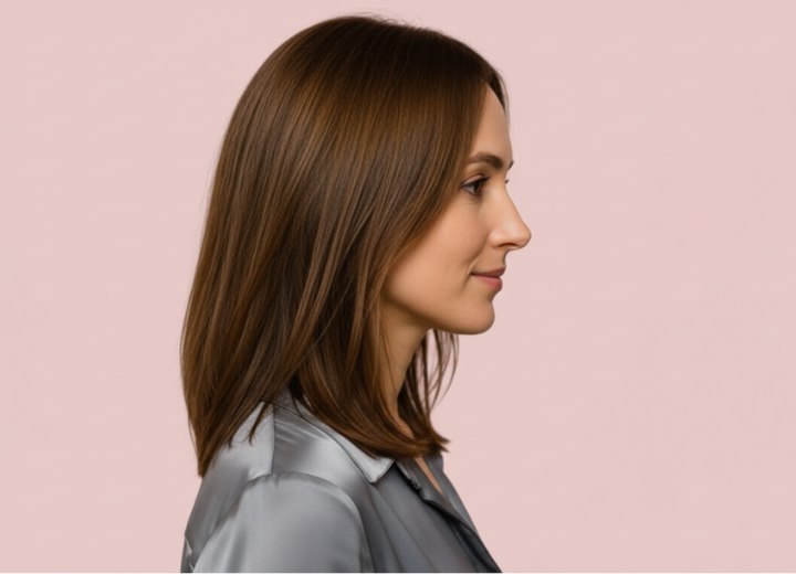 Cheveux à la hauteur des épaules avec une ambiance des années 1970