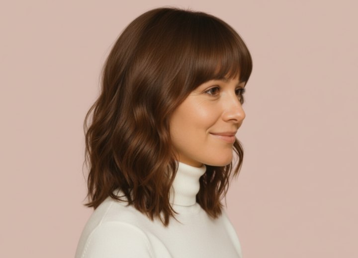 Carré long moderne avec une frange droite