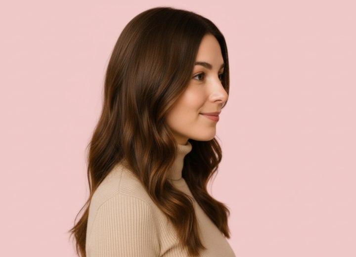 Coiffure longue avec des ondulations – Vue de côté